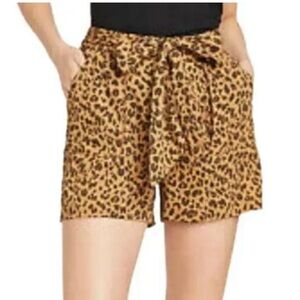 A New Day BROWN LEOPARD PRINT WITH BELT AND POCKETS HIGH RISE SHORTS